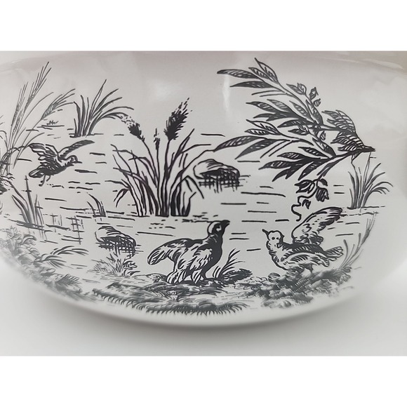 Tabletops Unlimited Pot with Lid Brass In English Toile Enameled Pattern 9"x 5" - Picture 5 of 16